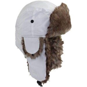 Unisex White 100% Polyester Skiing Trooper Winter Skiing Ear Flaps Trapper Hat